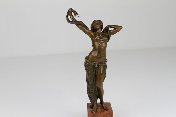 Franz Xavier Bergmann, Viennese Snake Dancer, 1900s, Bronze-WIX-2036868