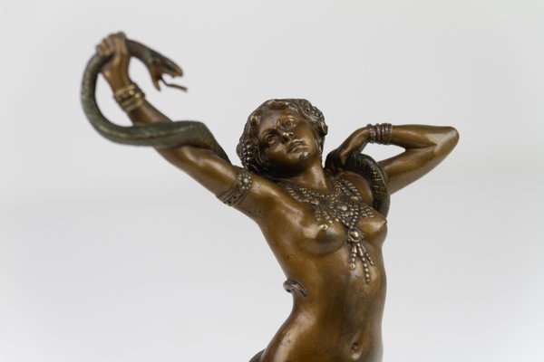 Franz Xavier Bergmann, Viennese Snake Dancer, 1900s, Bronze-WIX-2036868