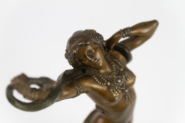 Franz Xavier Bergmann, Viennese Snake Dancer, 1900s, Bronze-WIX-2036868