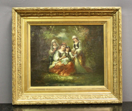 Frédéric Borgella, Young Girls Celebrating Spring, Late 1800s, Oil on Canvas