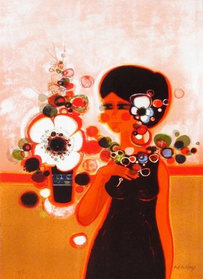 Frédéric Menguy, Femme Au Bouquet, 1971, Lithograph on Arches Paper-FMZ-1155382