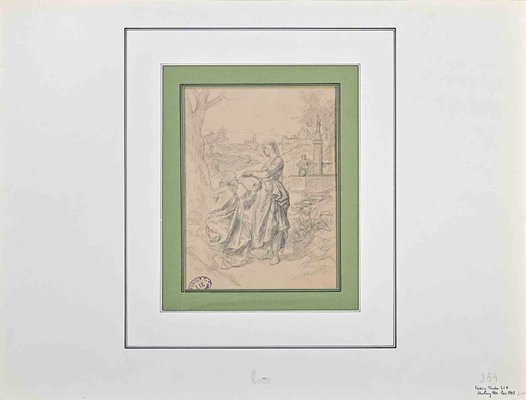 Frédric Theodore Lix, Figures of Women, Original Pencil Drawing, 19th Century-ZCI-1384911