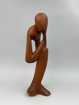 Free Form Male Thinker Sculpture, 1970s, Wood-QKG-1368268