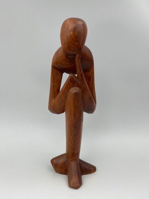 Free Form Male Thinker Sculpture, 1970s, Wood-QKG-1368268