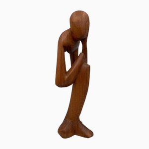 Free Form Male Thinker Sculpture, 1970s, Wood-QKG-1368268