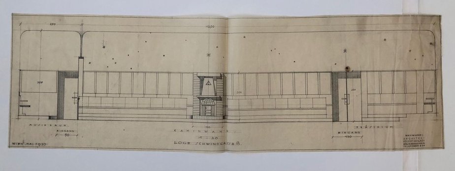 Freemasons Lodge Schwindgasse Working Drawings by Architects, Vienna, 1930, Set of 4-BAF-763416