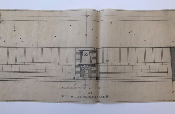 Freemasons Lodge Schwindgasse Working Drawings by Architects, Vienna, 1930, Set of 4-BAF-763416