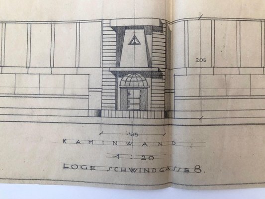 Freemasons Lodge Schwindgasse Working Drawings by Architects, Vienna, 1930, Set of 4-BAF-763416