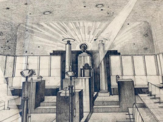 Freemasons Lodge Schwindgasse Working Drawings by Architects, Vienna, 1930, Set of 4-BAF-763416