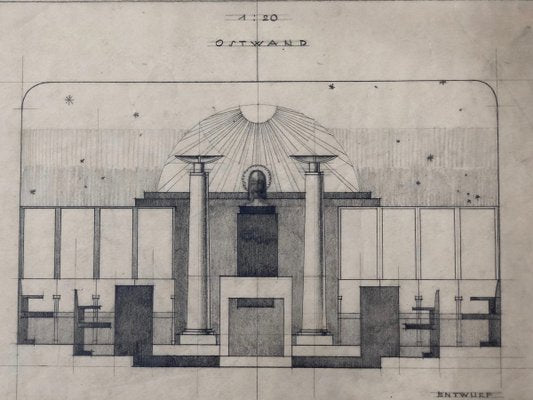 Freemasons Lodge Schwindgasse Working Drawings by Architects, Vienna, 1930, Set of 4-BAF-763416