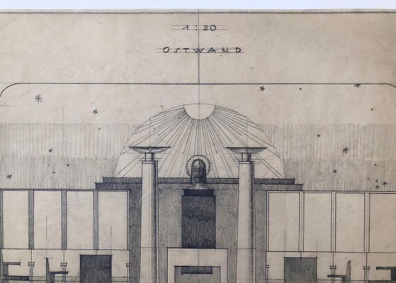 Freemasons Lodge Schwindgasse Working Drawings by Architects, Vienna, 1930, Set of 4-BAF-763416