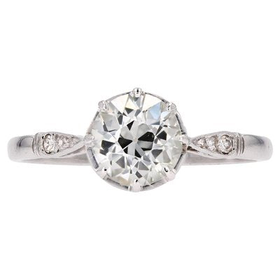 French 1.10 Carat Diamond Platinum Solitaire Ring, 1920s-OLU-2020913