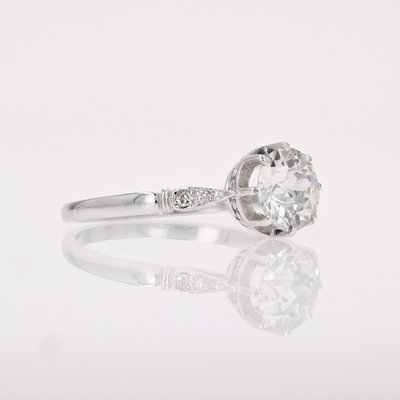 French 1.10 Carat Diamond Platinum Solitaire Ring, 1920s-OLU-2020913