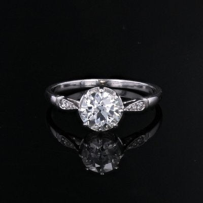 French 1.10 Carat Diamond Platinum Solitaire Ring, 1920s-OLU-2020913