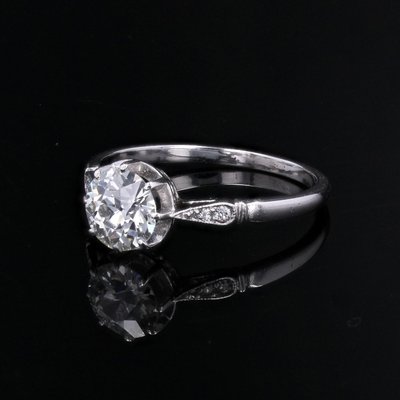 French 1.10 Carat Diamond Platinum Solitaire Ring, 1920s-OLU-2020913