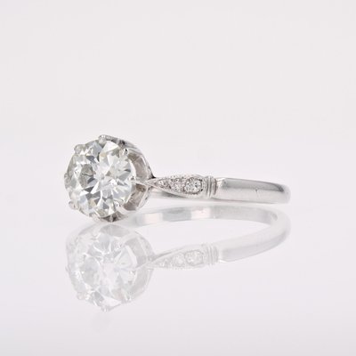 French 1.10 Carat Diamond Platinum Solitaire Ring, 1920s-OLU-2020913