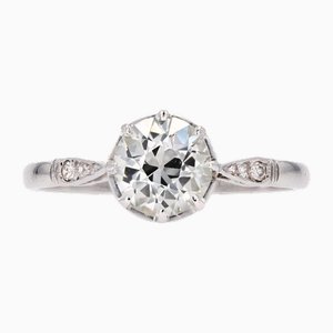 French 1.10 Carat Diamond Platinum Solitaire Ring, 1920s-OLU-2020913