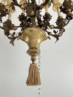 French 10-Light Chandeliers in Wrought Iron and Brass, 1980s, Set of 2-YST-2041859