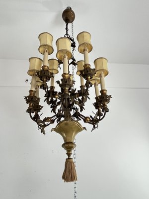 French 10-Light Chandeliers in Wrought Iron and Brass, 1980s, Set of 2-YST-2041859