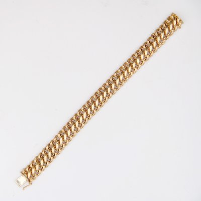 French 18 Karat Rose Gold Chiseled American Mesh Curb Bracelet, 1950s-OLU-1781013