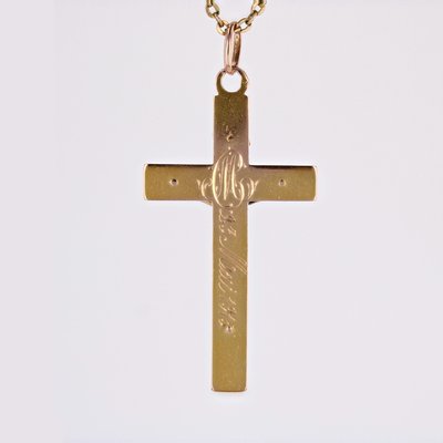 French 18 Karat Rose Gold Christ Cross Pendant-OLU-1731237