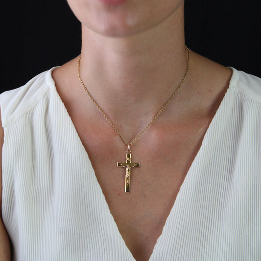 French 18 Karat Rose Gold Christ Cross Pendant