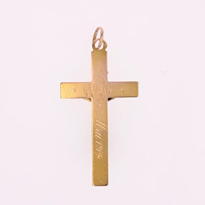 French 18 Karat Rose Gold Christ Cross Pendant-OLU-1731237