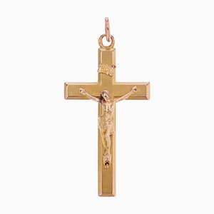 French 18 Karat Rose Gold Christ Cross Pendant-OLU-1731237