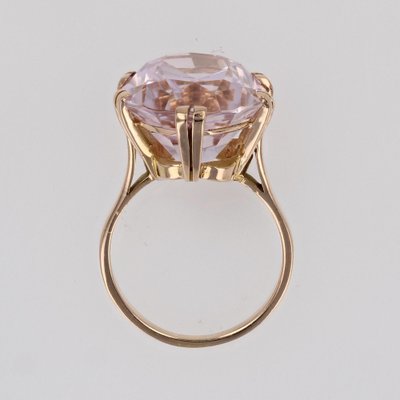 French 18 Karat Rose Gold Cocktail Ring with Kunzite, 1960s-OLU-1781020