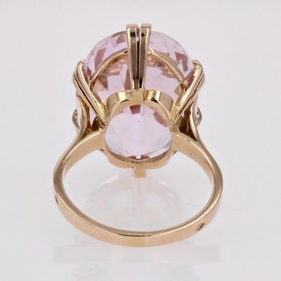 French 18 Karat Rose Gold Cocktail Ring with Kunzite, 1960s-OLU-1781020