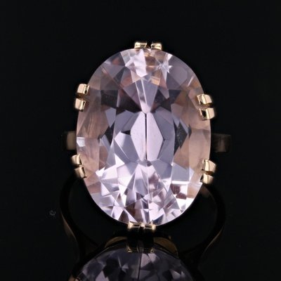 French 18 Karat Rose Gold Cocktail Ring with Kunzite, 1960s-OLU-1781020