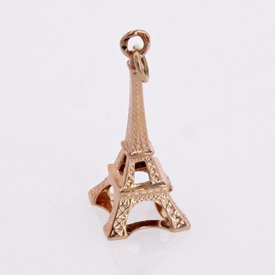 French 18 Karat Rose Gold Eiffel Tower Charm Pendant, 1960s-OLU-2027411