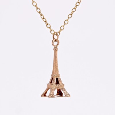 French 18 Karat Rose Gold Eiffel Tower Charm Pendant, 1960s-OLU-2027411