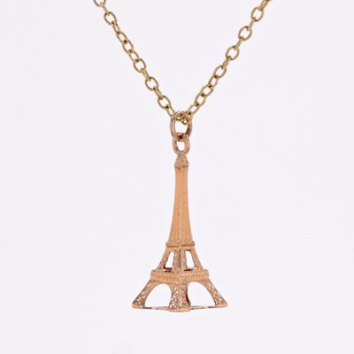 French 18 Karat Rose Gold Eiffel Tower Charm Pendant, 1960s-OLU-2027411