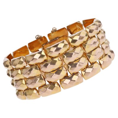 French 18 Karat Rose Gold Faceted Bracelet-OLU-1763988