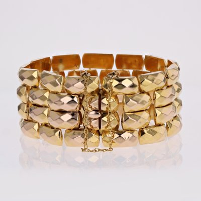 French 18 Karat Rose Gold Faceted Bracelet-OLU-1763988