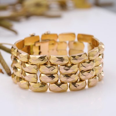 French 18 Karat Rose Gold Faceted Bracelet-OLU-1763988