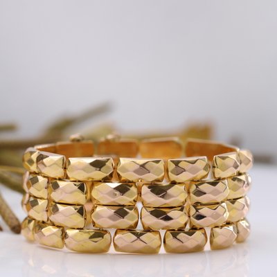 French 18 Karat Rose Gold Faceted Bracelet-OLU-1763988