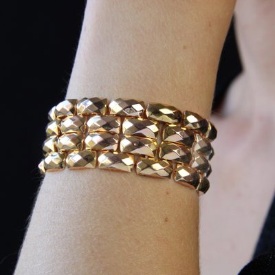 French 18 Karat Rose Gold Faceted Bracelet-OLU-1763988