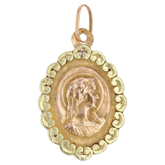 French 18 Karat Rose Yellow Gold Virgin Mary Medal, 1890s