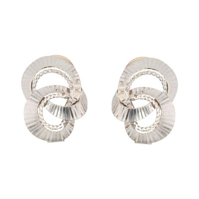 French 18 Karat White Gold Clip Earrings, 1960s, Set of 2-OLU-943158