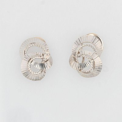 French 18 Karat White Gold Clip Earrings, 1960s, Set of 2-OLU-943158