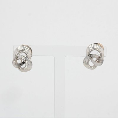 French 18 Karat White Gold Clip Earrings, 1960s, Set of 2-OLU-943158