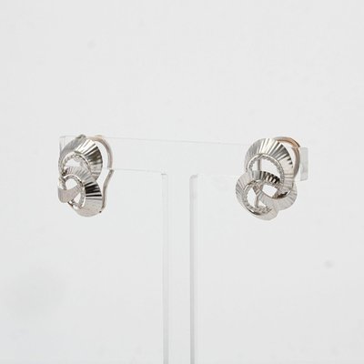 French 18 Karat White Gold Clip Earrings, 1960s, Set of 2-OLU-943158