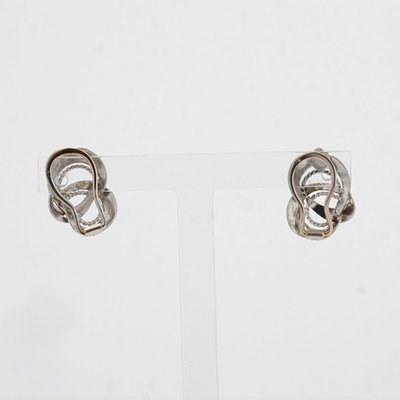 French 18 Karat White Gold Clip Earrings, 1960s, Set of 2-OLU-943158