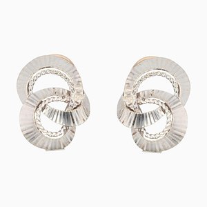 French 18 Karat White Gold Clip Earrings, 1960s, Set of 2-OLU-943158