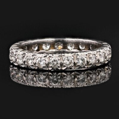 French 18 Karat White Gold Diamonds Wedding Ring, 1970s-OLU-1743322