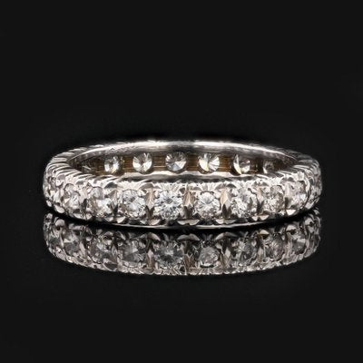 French 18 Karat White Gold Diamonds Wedding Ring, 1970s-OLU-1743322