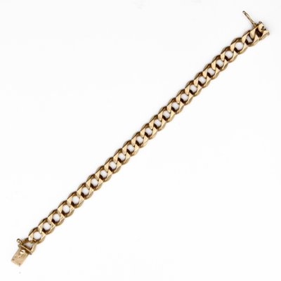 French 18 Karat Yellow Gold Curb Bracelet, 1950s-OLU-1731248