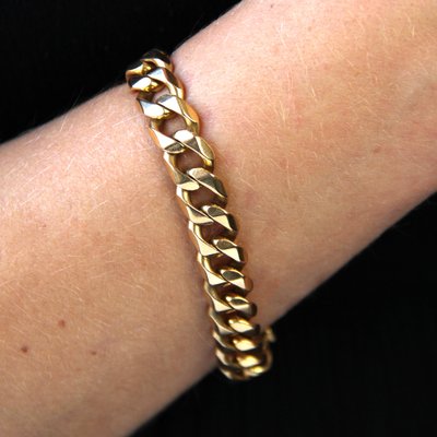 French 18 Karat Yellow Gold Curb Bracelet, 1950s-OLU-1731248